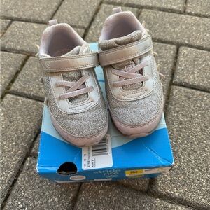 Stride Rite Girls Glitter Velcro Sneakers in Light Purple and Silver size 8